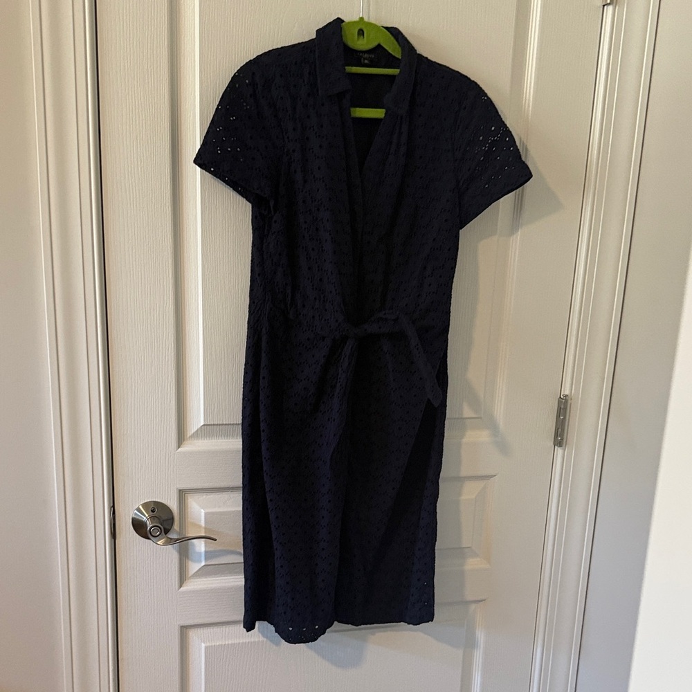 Talbots Navy Blue Eyelet Dress